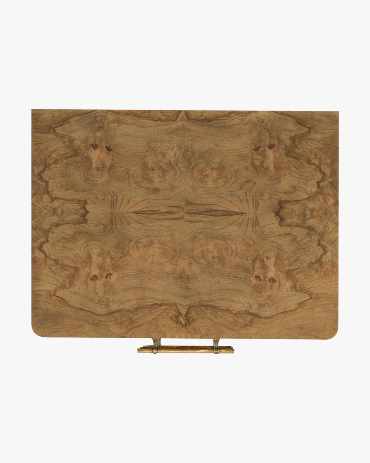 Artisan Olive Ash Burl Nightstand with Brass Hardware & Tapered Legs for Bedroom