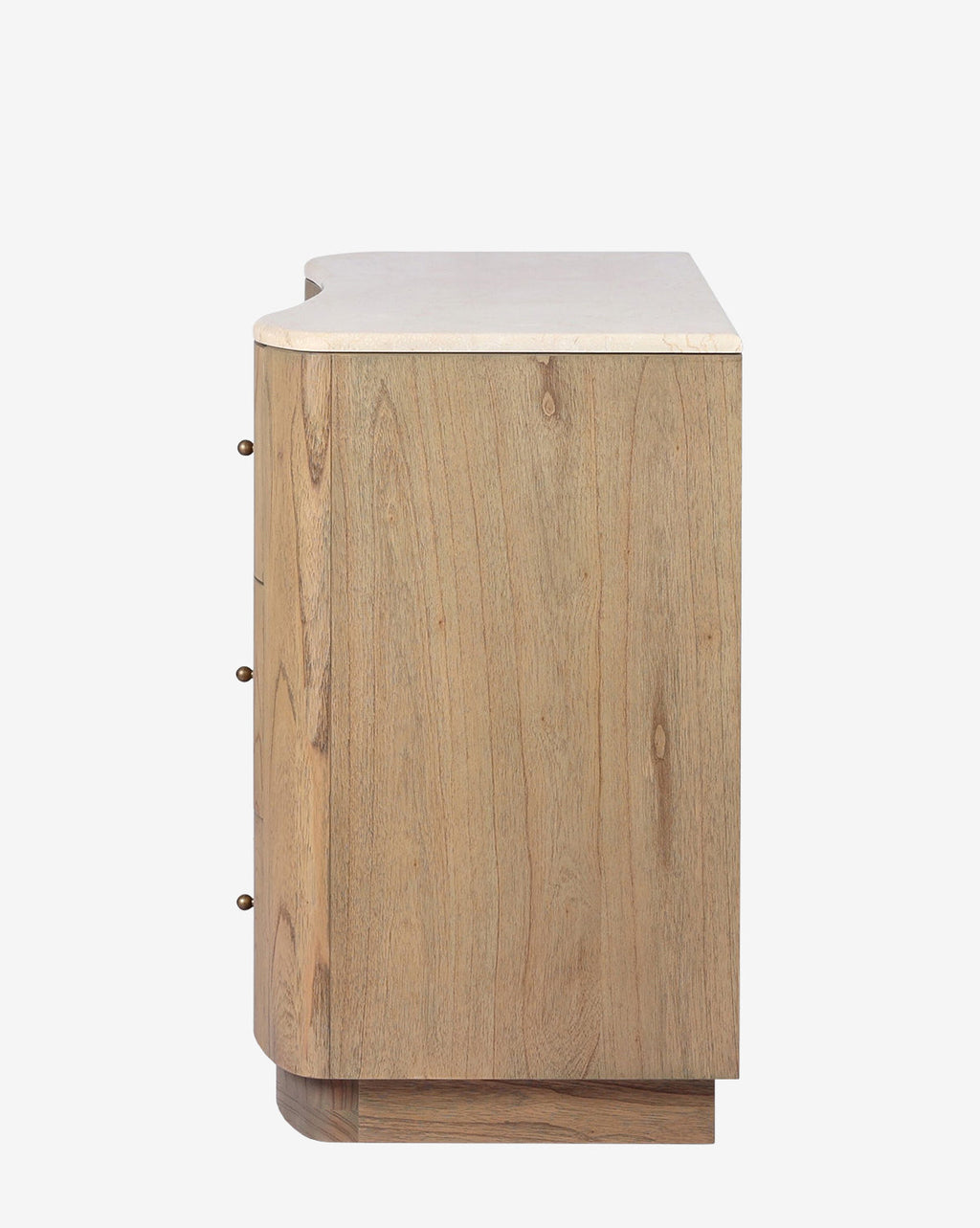 Natural Mindi Wood Dresser with Marbled Surface & Six Drawers for Bedroom