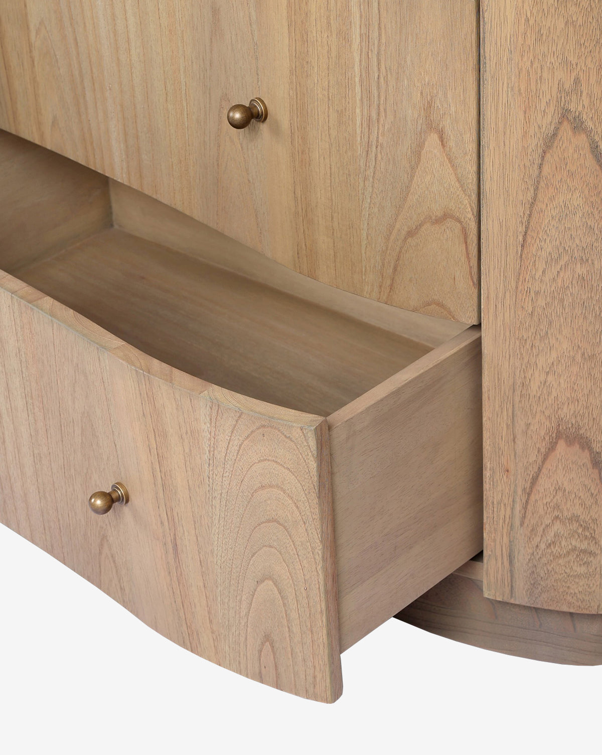 Natural Mindi Wood Dresser with Marbled Surface & Six Drawers for Bedroom