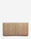 Natural Mindi Wood Dresser with Marbled Surface & Six Drawers for Bedroom