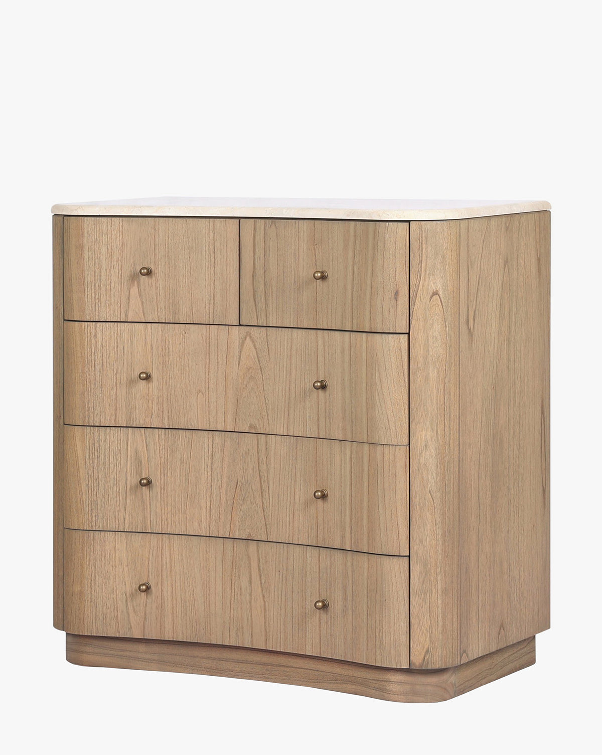 Natural Mindi Wood Chest with Marbled Surface & Six Drawers for Bedroom