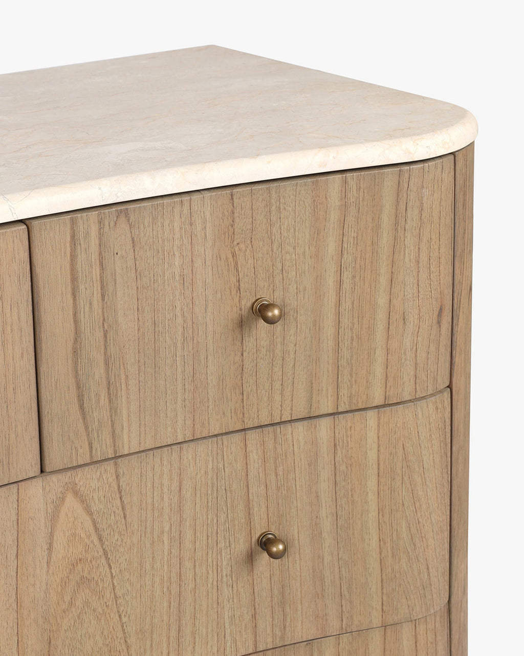 Natural Mindi Wood Chest with Marbled Surface & Six Drawers for Bedroom