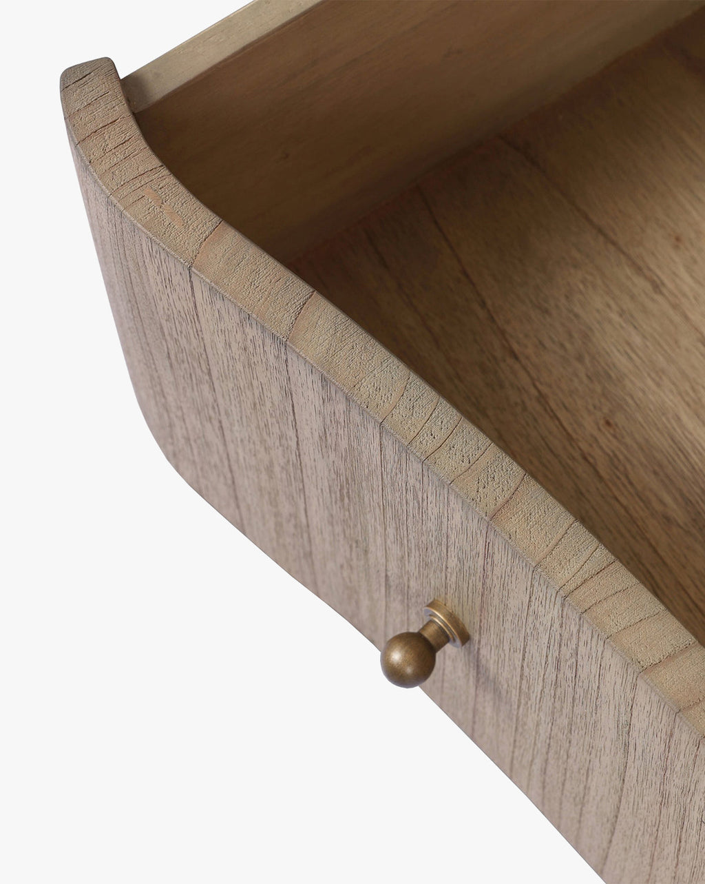 Natural Mindi Wood Chest with Marbled Surface & Six Drawers for Bedroom
