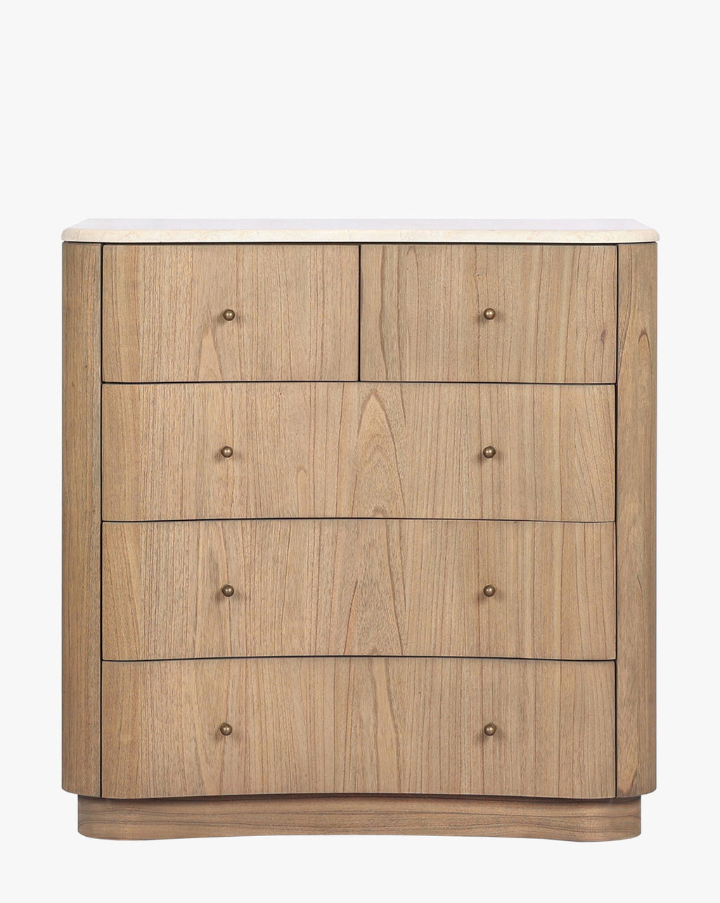 Natural Mindi Wood Chest with Marbled Surface & Six Drawers for Bedroom