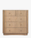 Natural Mindi Wood Chest with Marbled Surface & Six Drawers for Bedroom