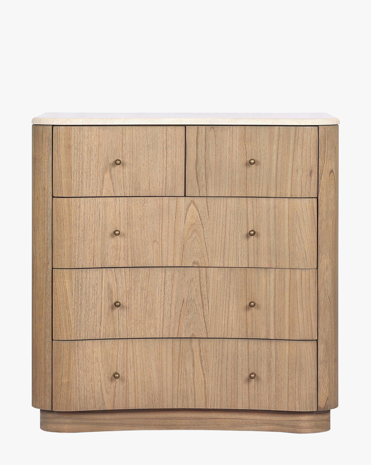 Natural Mindi Wood Chest with Marbled Surface & Six Drawers for Bedroom