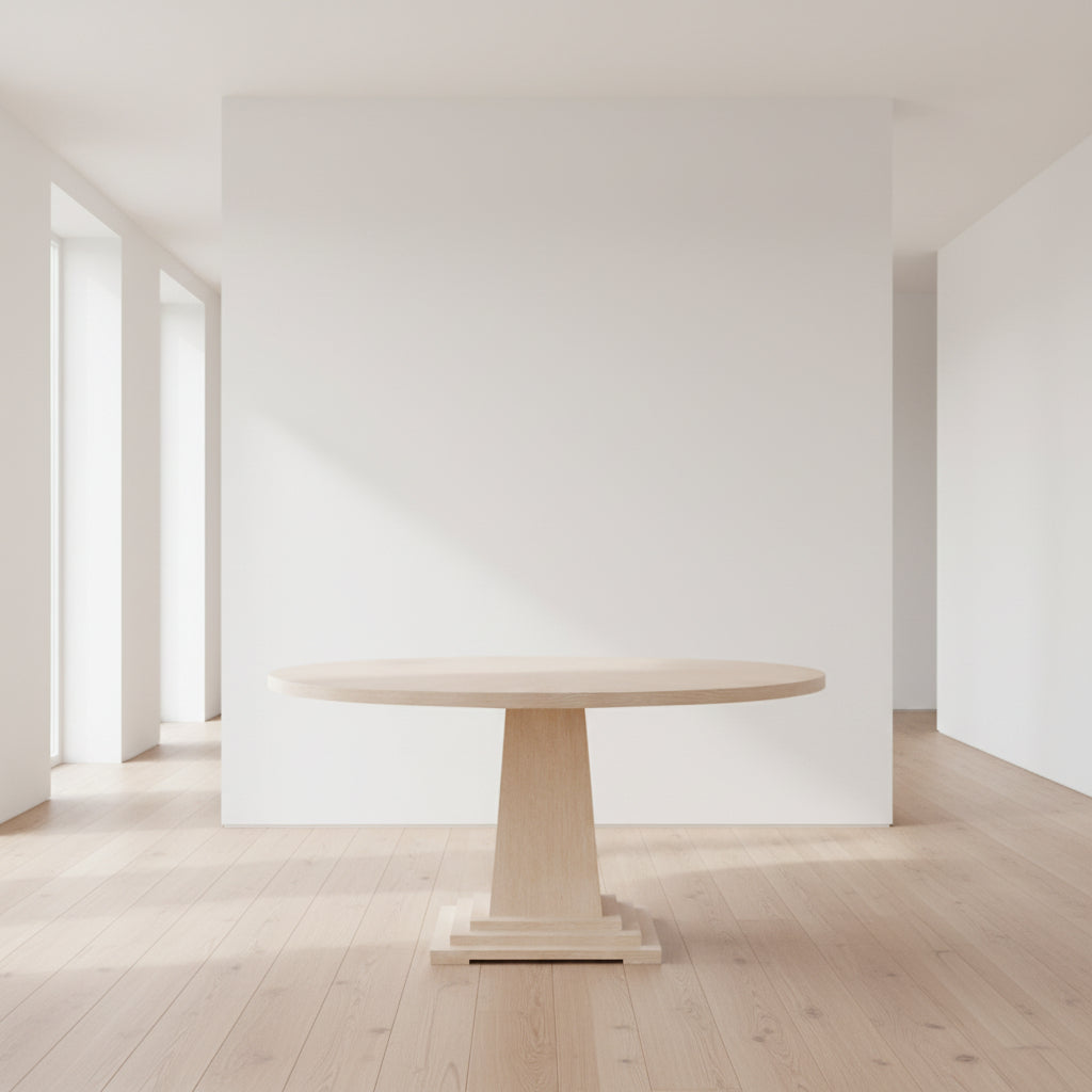 Contemporary Oak Dining Table with Sand Finish & Architectural Frame for Dining Room