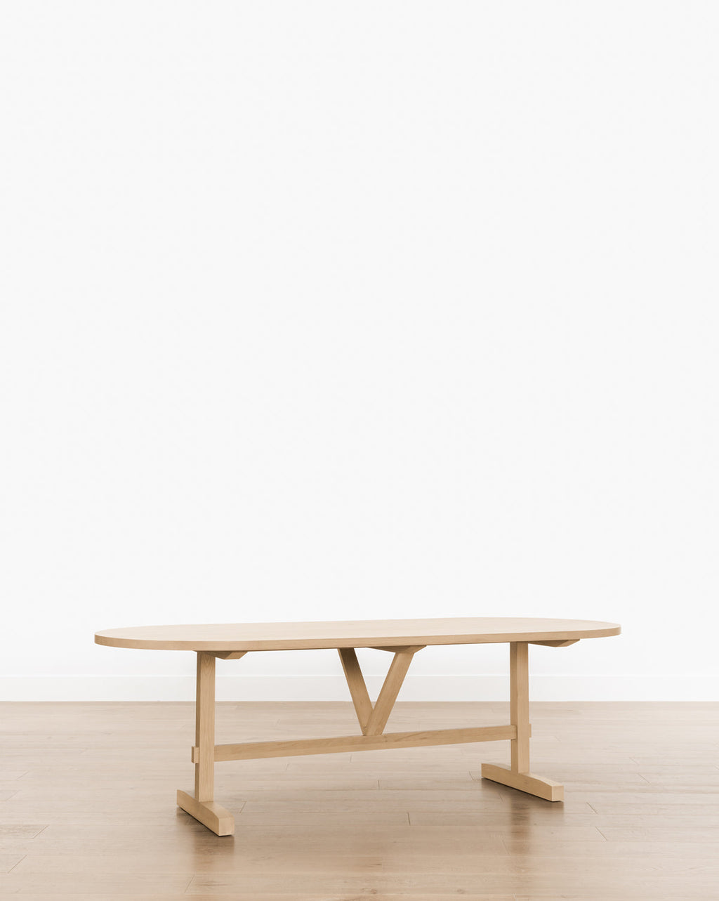 Minimalist Kiln-Dried White Oak Oval Dining Table with Mortise & Tenon Joinery for Dining Room