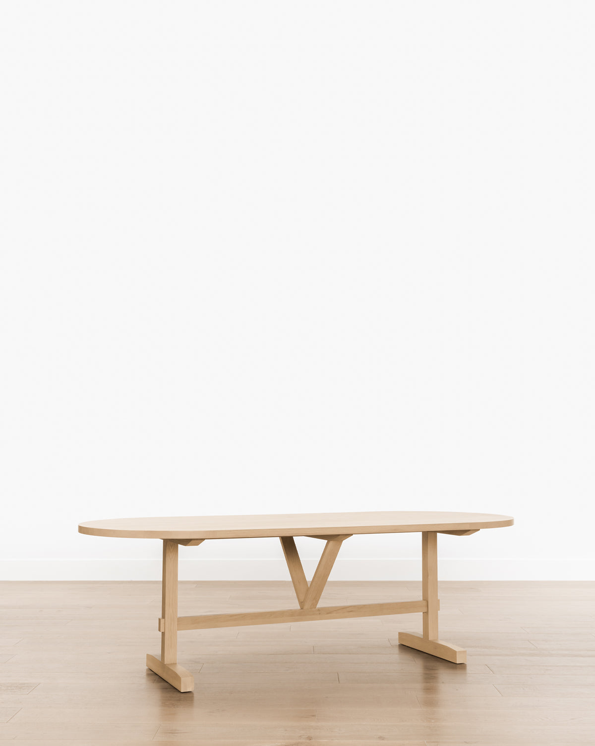 Minimalist Kiln-Dried White Oak Oval Dining Table with Mortise & Tenon Joinery for Dining Room