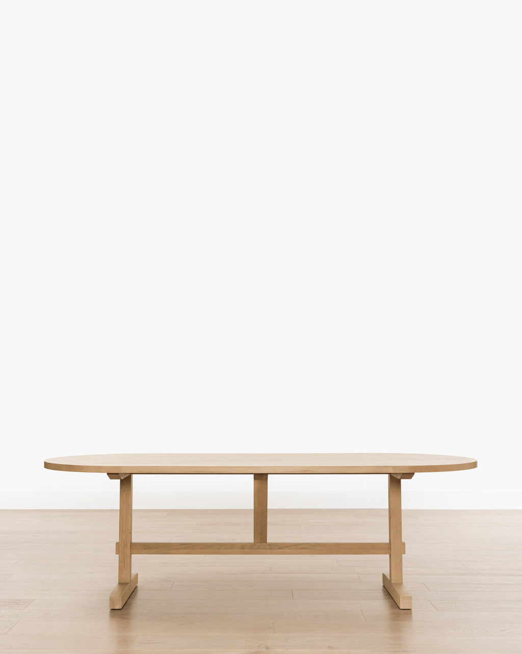 Minimalist Kiln-Dried White Oak Oval Dining Table with Mortise & Tenon Joinery for Dining Room