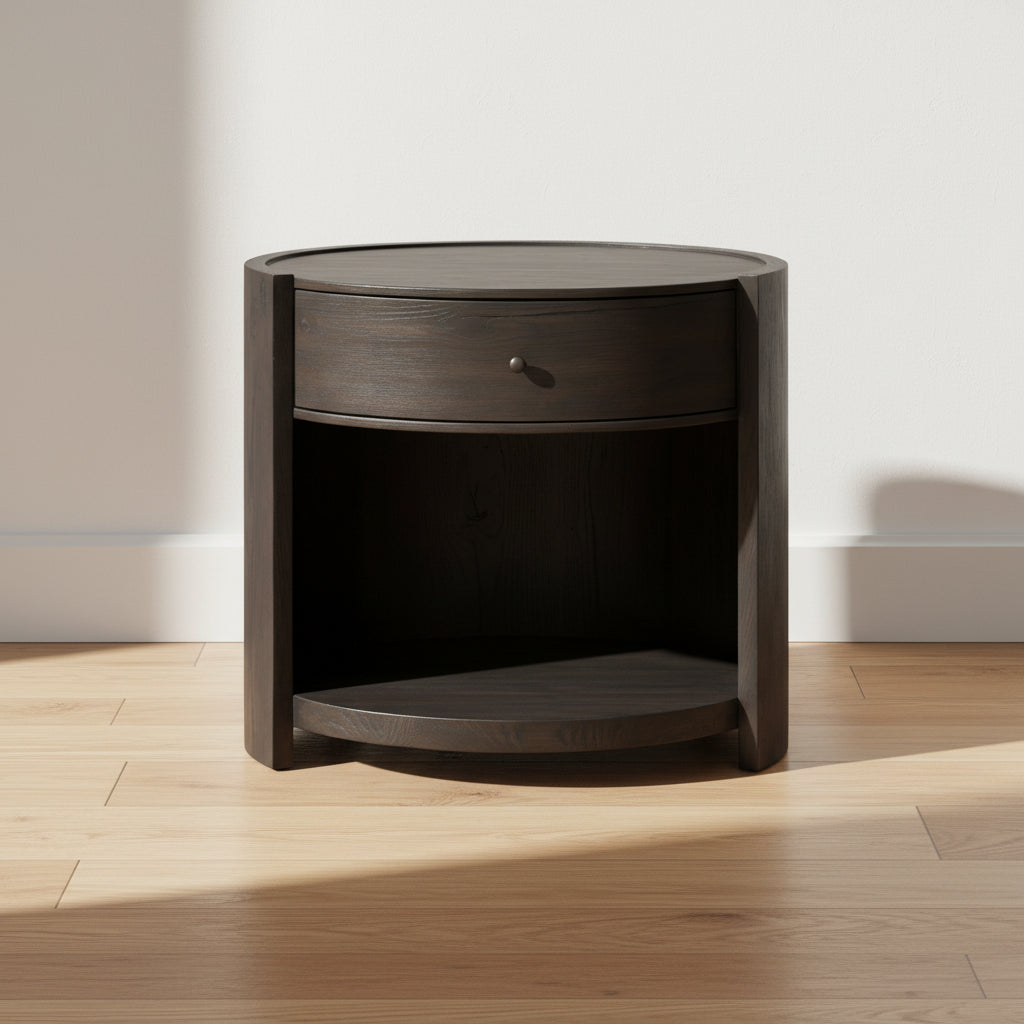 Classic Oak Nightstand with Storage Drawer for Bedroom