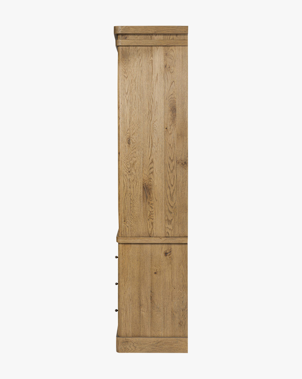 Classic Honey Oak Cabinet with Framed Glass Doors & Generous Drawers for Living Room