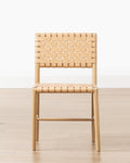 Modern Leather & White Oak Dining Chair with Tapered Legs for Dining Room
