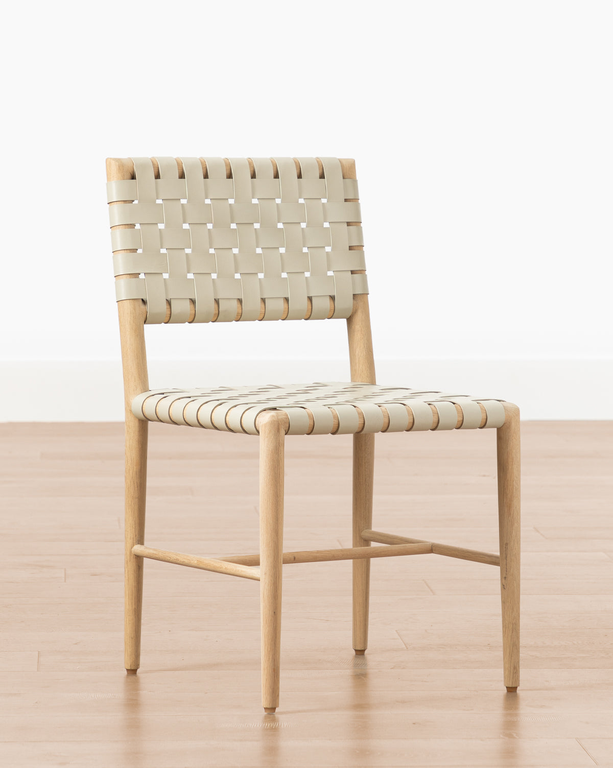 Modern Leather & White Oak Dining Chair with Tapered Legs for Dining Room