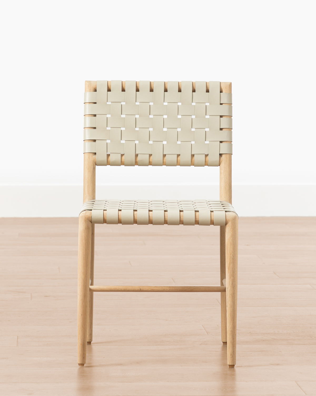 Modern Leather & White Oak Dining Chair with Tapered Legs for Dining Room