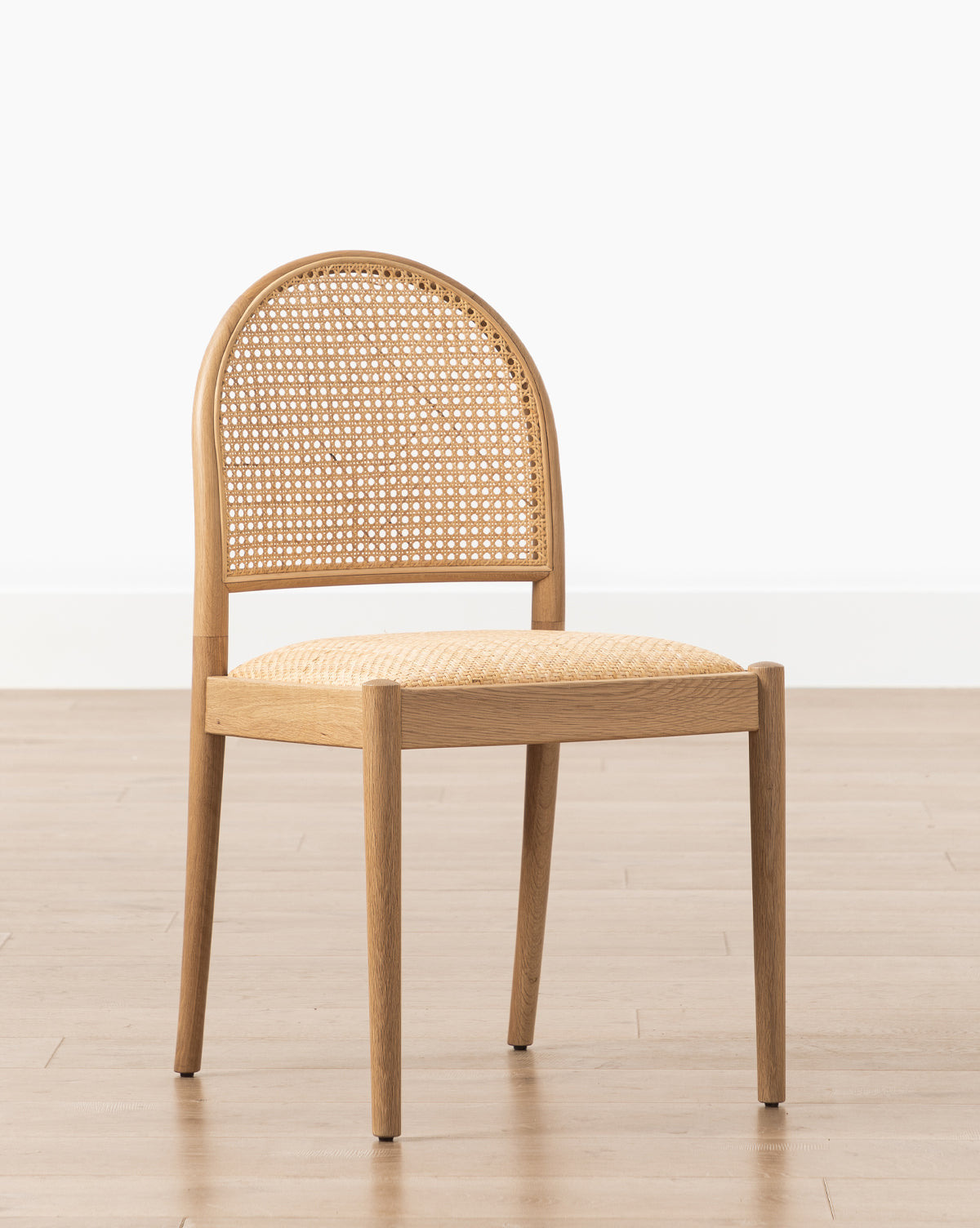 Coastal Oak & Cane Dining Chair with Natural Woven Seat for Dining Room