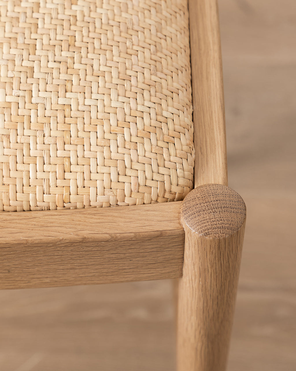 Coastal Oak & Cane Dining Chair with Natural Woven Seat for Dining Room