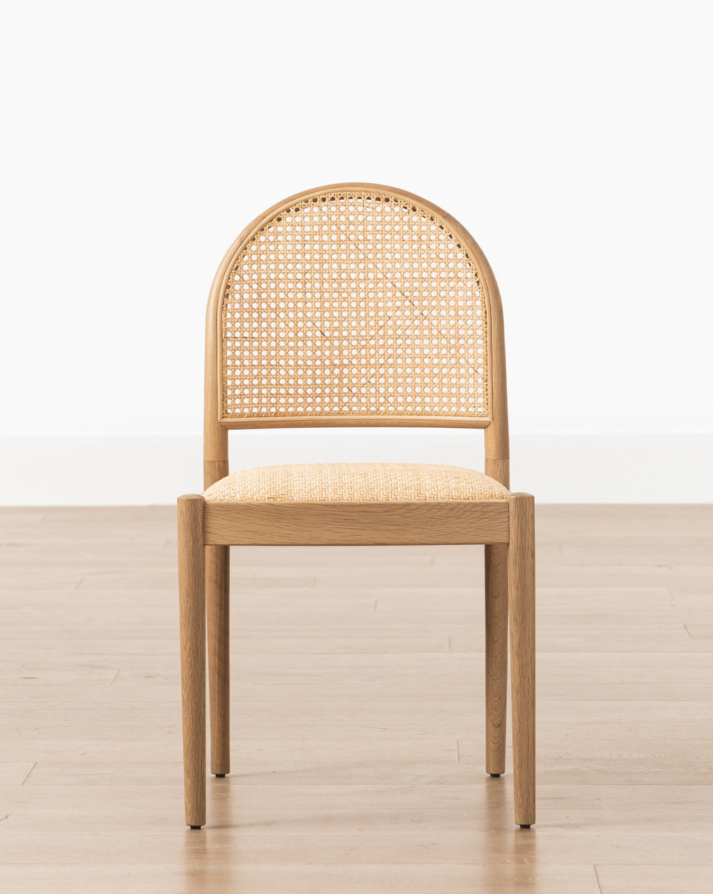 Coastal Oak & Cane Dining Chair with Natural Woven Seat for Dining Room