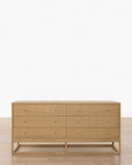 Contemporary Dresser with Etched Grid Pattern & Brass Pulls for Bedroom