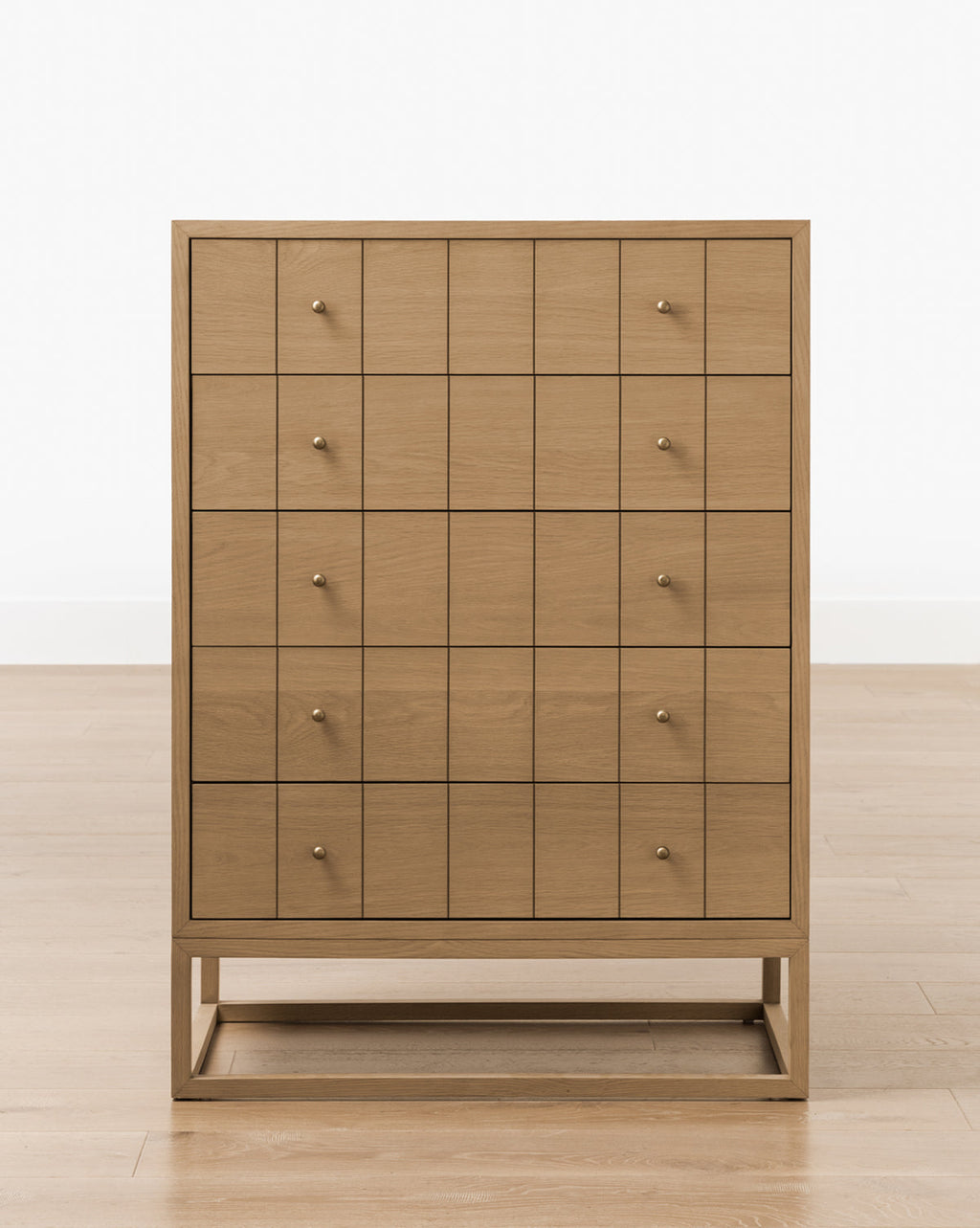Contemporary Tall Dresser with Etched Pattern & Brass Pulls for Bedroom