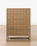 Contemporary Tall Dresser with Etched Pattern & Brass Pulls for Bedroom