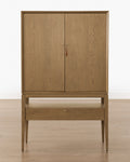 Rustic Honey Oak Cabinet with Ring Pulls & Beveled Edges for Living Room