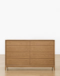 Classic Solid Oak Dresser with Tapered Legs & Soft-Close Drawers for Bedroom