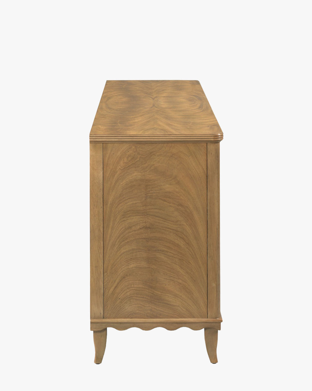 Natural Wood Sideboard with Scalloped Apron & Tapered Legs for Living Room