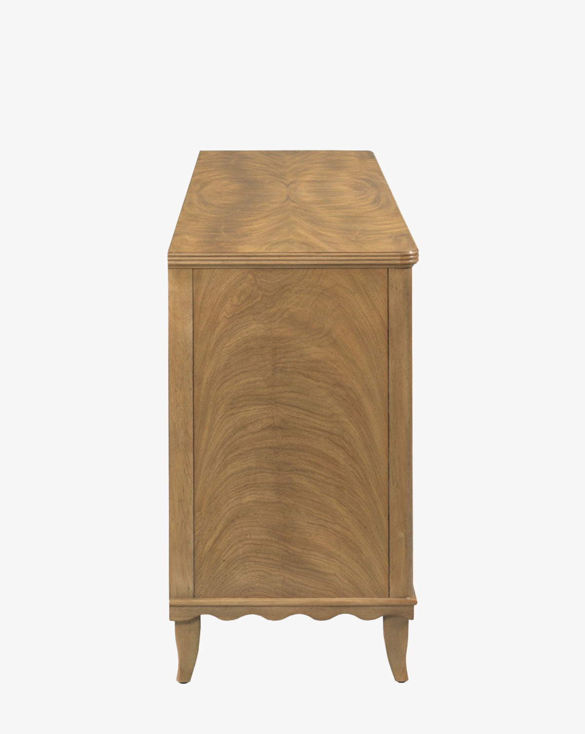 Natural Wood Sideboard with Scalloped Apron & Tapered Legs for Living Room