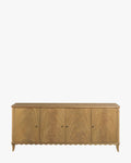Natural Wood Sideboard with Scalloped Apron & Tapered Legs for Living Room