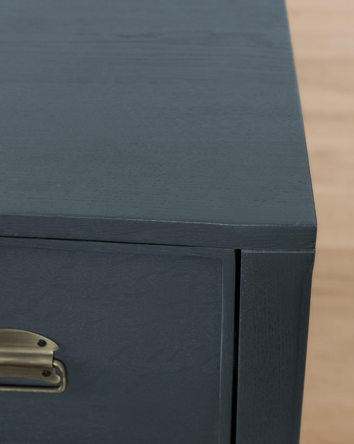 Modern Walnut Dresser with Curved Front & Brass Pulls for Bedroom
