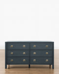 Modern Walnut Dresser with Curved Front & Brass Pulls for Bedroom