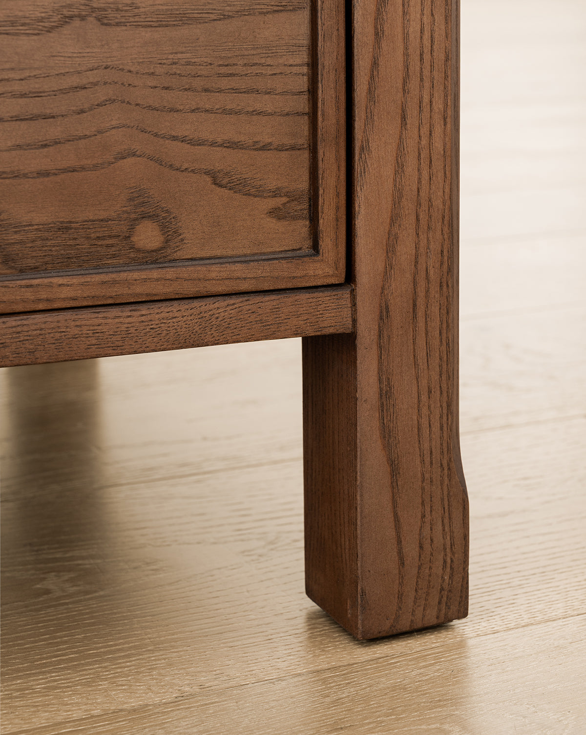 Modern Walnut Dresser with Curved Profile & Brass Accents for Bedroom
