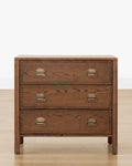Modern Walnut Nightstand with Brass-Detailed Drawers for Bedroom