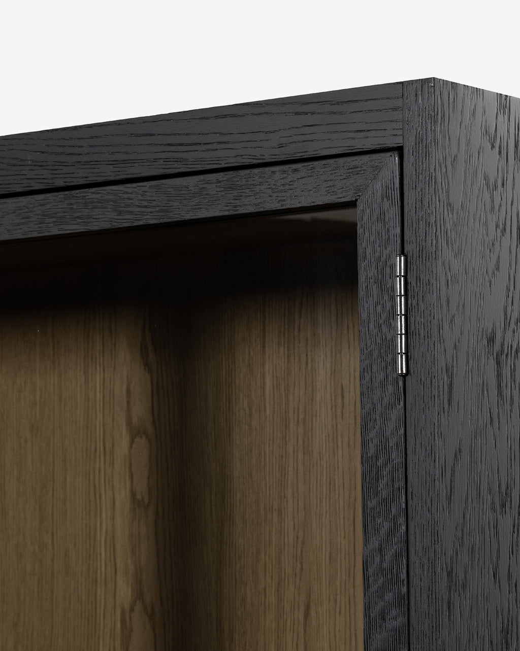 Modern Two-Tone Oak Bookcase with Glass Doors & Interior Drawers for Living Room