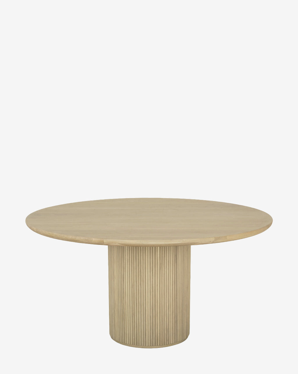 Classic Oak Round Dining Table with Reeded Base for Dining Room