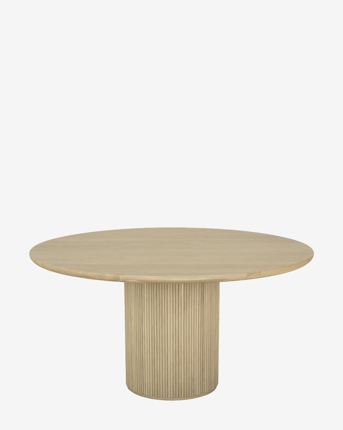 Classic Oak Round Dining Table with Reeded Base for Dining Room