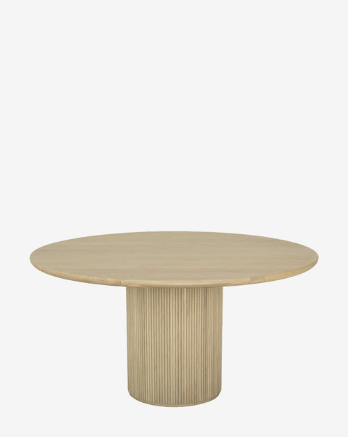 Table à manger ronde classique en chêne avec piètement cannelé pour salle à manger