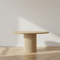 Classic Oak Round Dining Table with Reeded Base for Dining Room