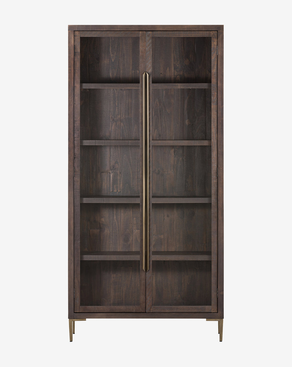 Industrial Reclaimed Pine Cabinet with Iron Hardware & Glass Doors for Living Room