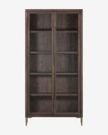 Industrial Reclaimed Pine Cabinet with Iron Hardware & Glass Doors for Living Room