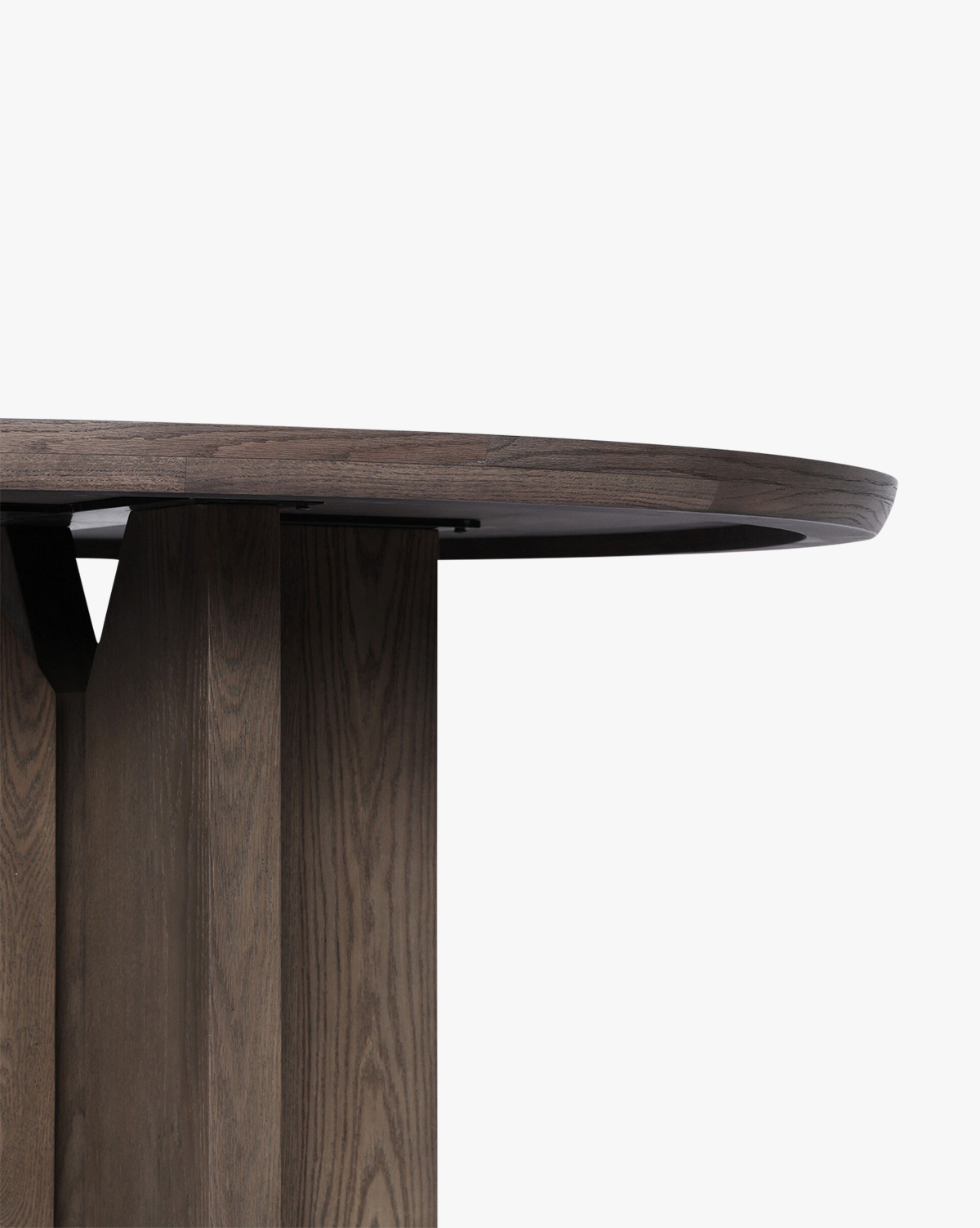Classic Wood Round Dining Table with Pedestal Base & Beveled Top for Dining Room