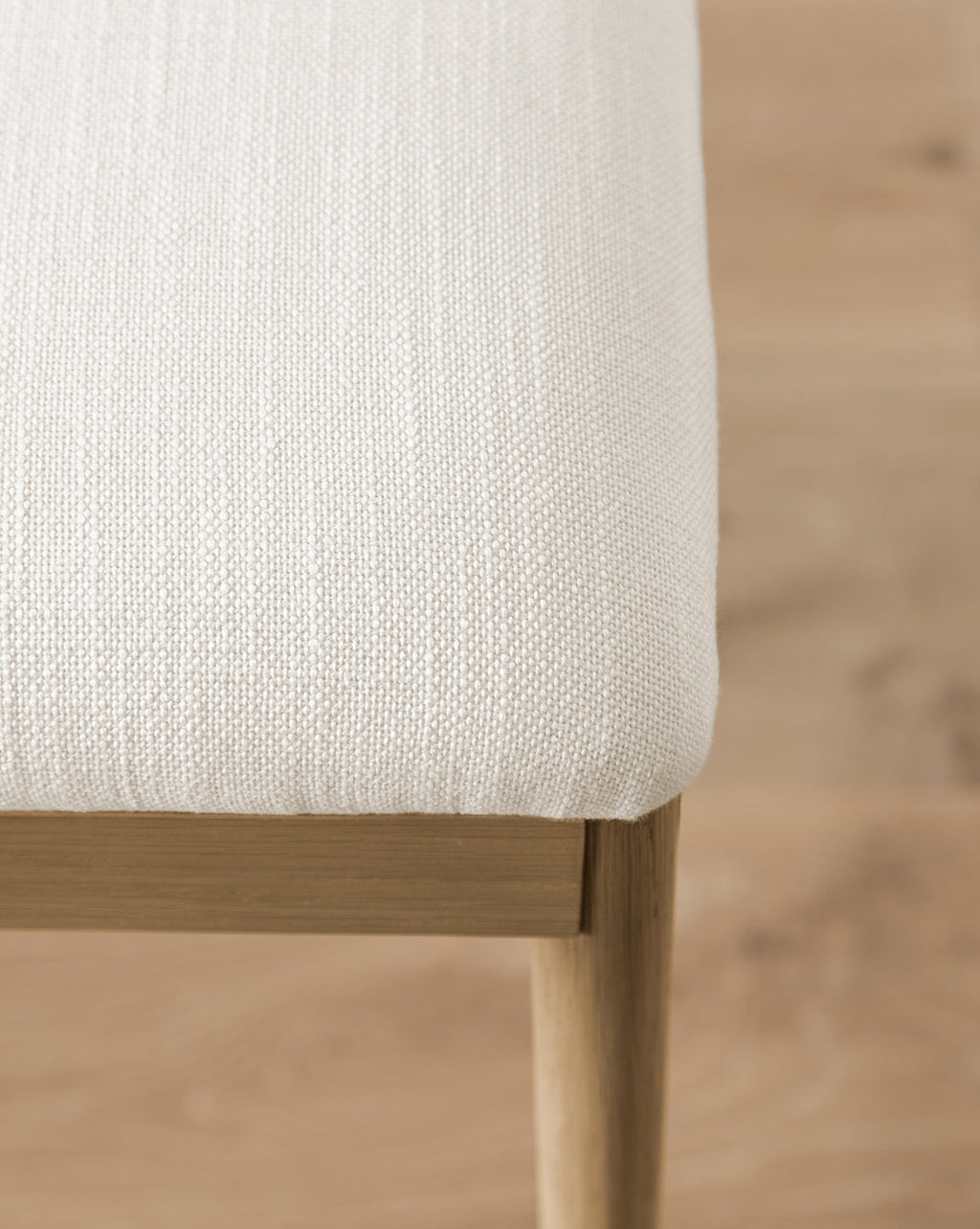 Rustic Solid Oak Dining Chair with Woven Back & White Cushion for Dining Room