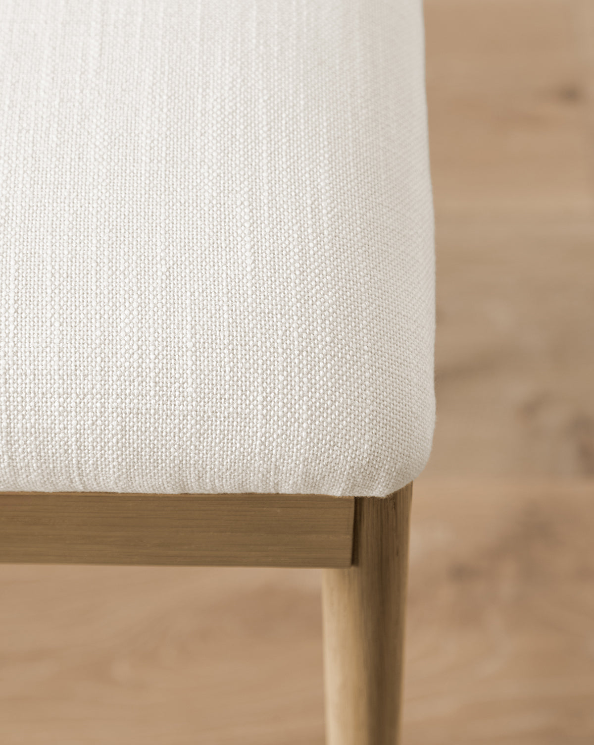 Rustic Solid Oak Dining Chair with Woven Back & White Cushion for Dining Room