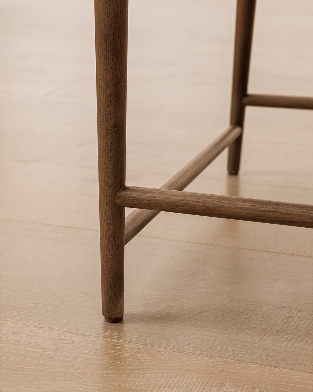 Rustic Solid Oak Dining Chair with Woven Back & White Cushion for Dining Room
