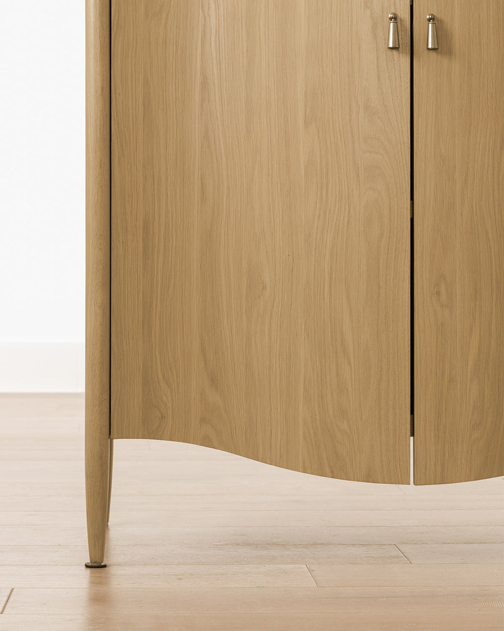 Heritage Oak Cabinet with Brass Pulls & Soft-Close Doors for Living Room
