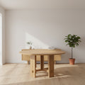 Classic Honey Oak Dining Table with Architectural Frame for Dining Room