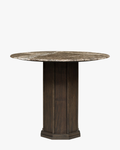 Bohemian Woven Wood & Marble Bistro Table for Living Room