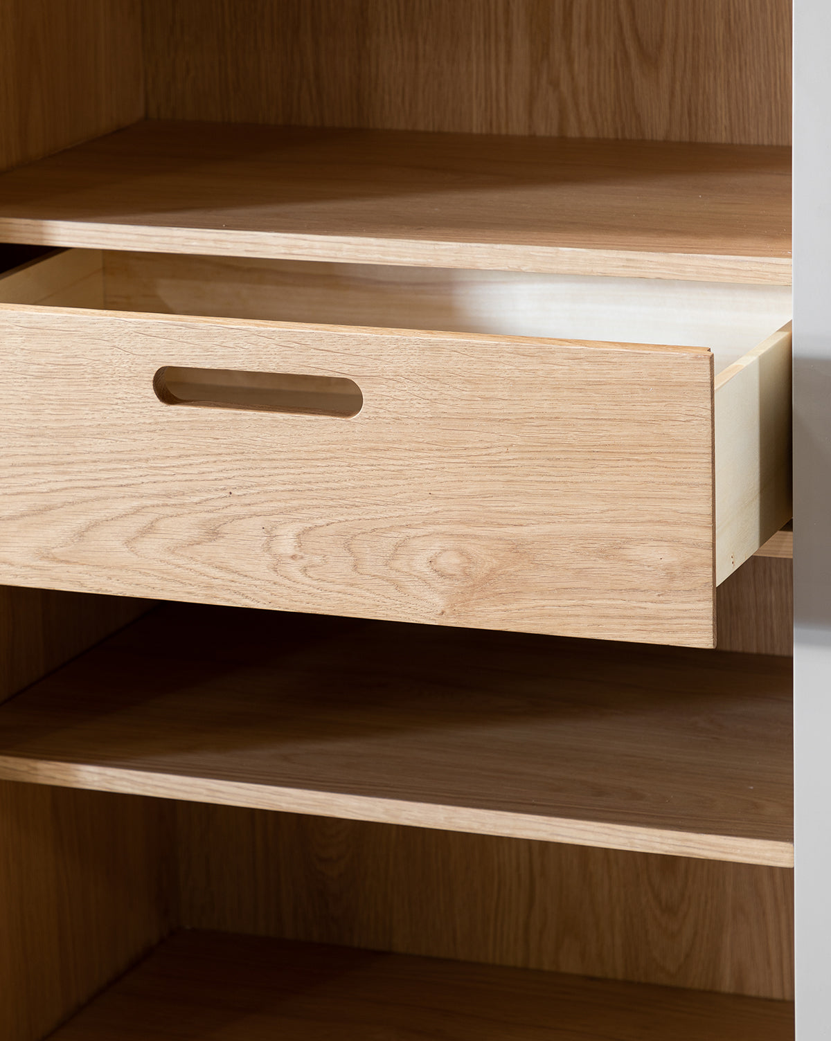 Contemporary Painted Oak Cabinet with Sliding Reeded Glass Doors for Living Room