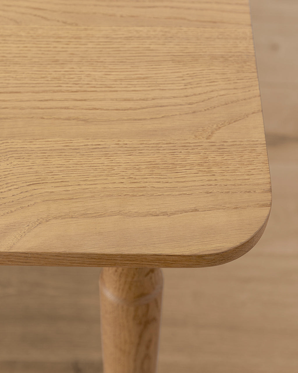 Rustic Honey Oak Dining Table with Notched Leg & Ball Foot for Dining Room